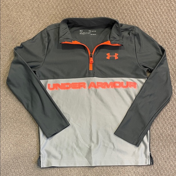 Under Armour Charcoal and Orange Half-Zip Top - Picture 1 of 2